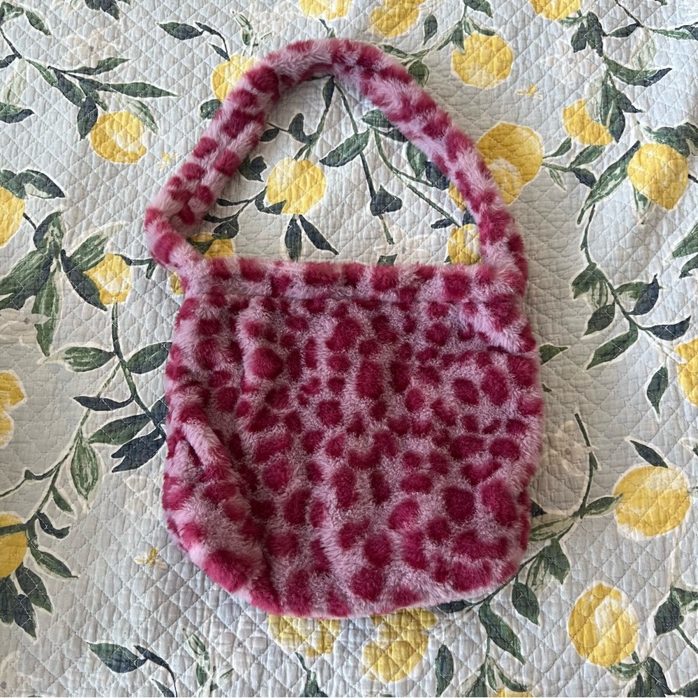 Pink fur leopard purse💓